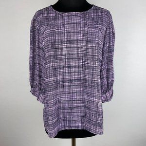 Worthington 3/4 Balloon Sleeve Keyhole Blouse Women's Size M Dressy Work Casual